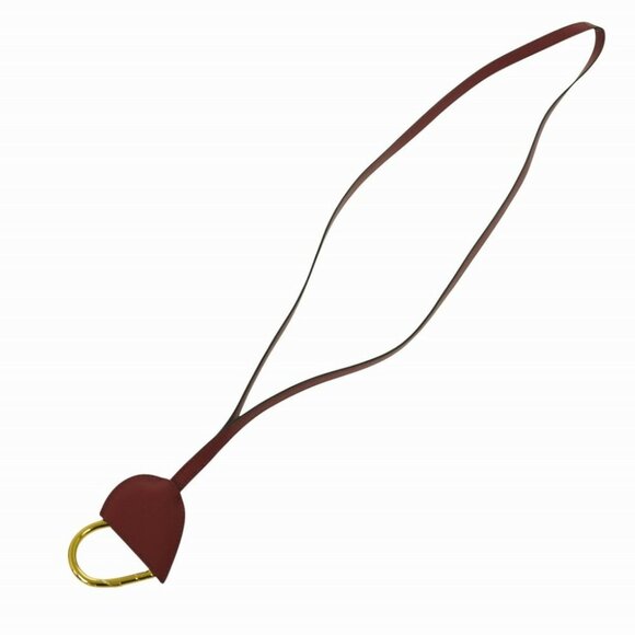 HERMES Swift Rouge Grenat Necklace Keychain - Picture 1 of 7